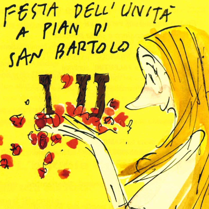 Particolare del programma della Festa dell'Unità di Pian di San Bartolo, con la vignetta del fumettista Sergio Staino